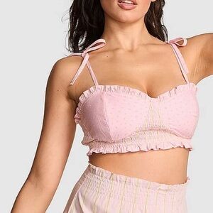 PINK Victoria's Secret Light Pink Tie-Shoulder Ruffle Bralette